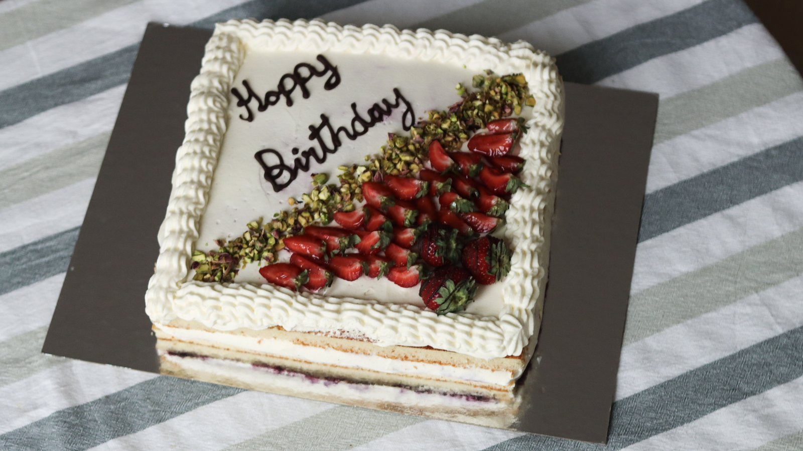 Personalised Happy Birthday strawberry cake