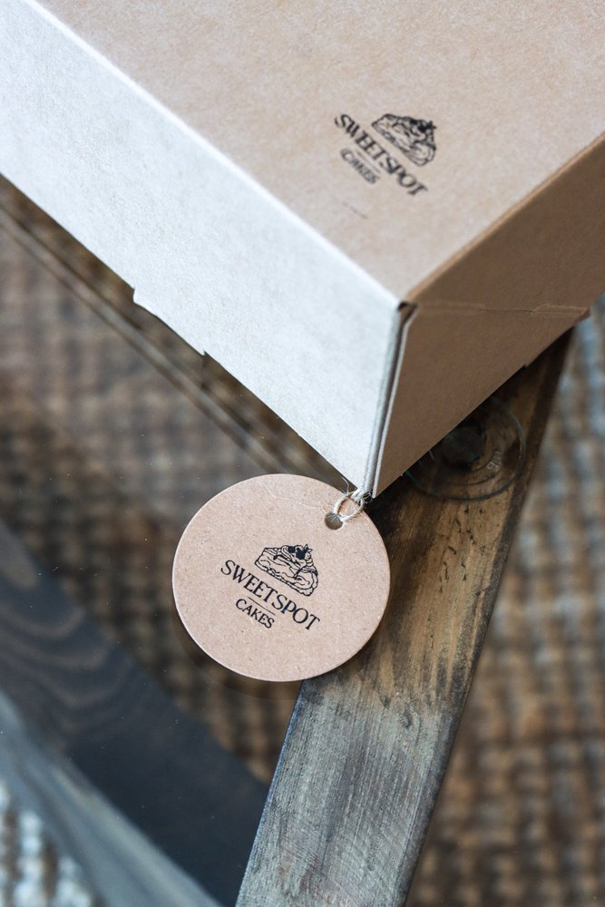 SweetSpot Cakes branded packaging detail